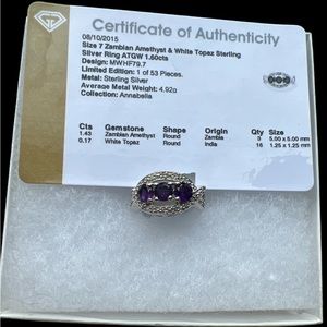 Zambian amethyst & white topaz sterling silver ring